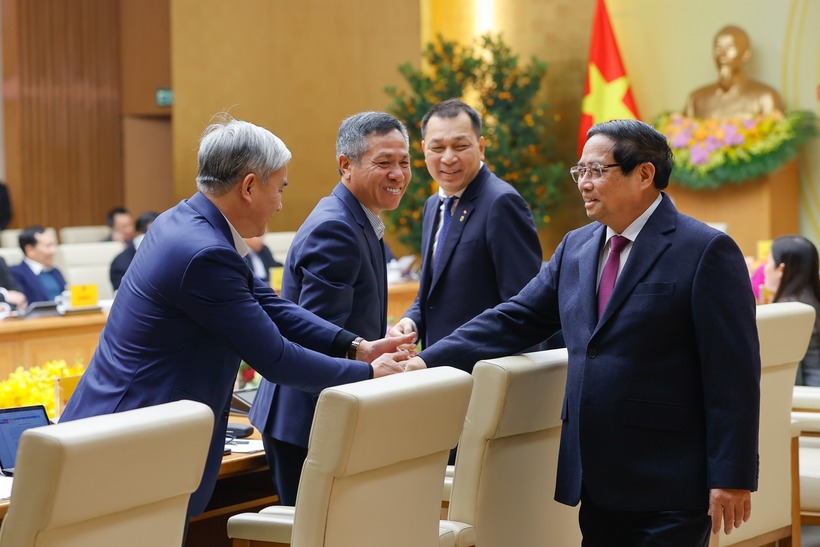 Thủ tướng Chính phủ Phạm Minh Chính gặp gỡ các doanh nghiệp. (Ảnh VGP)