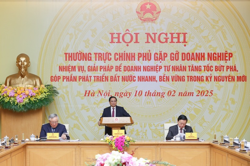 Thủ tướng Phạm Minh Chính phát biểu tại cuộc gặp. (Ảnh: VGP)