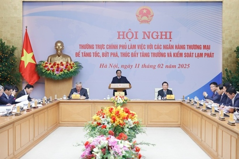 Hội nghị Thường trực Chính phủ làm việc với các ngân hàng thương mại (Ảnh: VGP).
