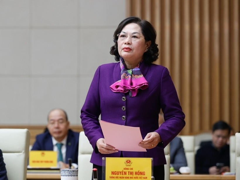 Thống đốc NHNN Nguyễn Thị Hồng phát biểu tại hội nghị (Ảnh: VGP).