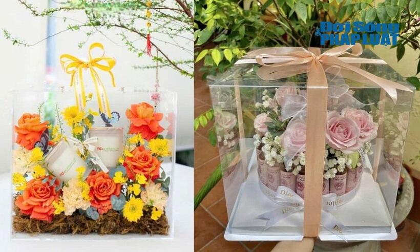 Hoa tươi là một món quà đơn giản nhưng được kết hợp cùng hộp kính và các phụ kiện khác tạo nên sự độc đáo.