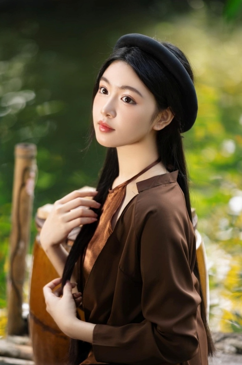 Theo VietNamNet, Lọ Lem (tên thật là Mai Thảo Linh) – con gái lớn của MC Quyền Linh vừa thực hiện bộ ảnh áo tứ thân giữa không gian làng quê Việt Nam. Nữ sinh lựa chọn áo tứ thân màu nâu trầm kết hợp với yếm đào, tóc buông xõa tự nhiên và trang điểm nhẹ nhàng.