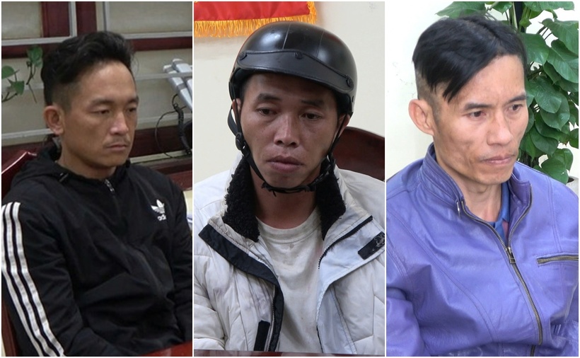 Các đối tượng tại cơ quan công an. (Ảnh: Báo Lâm Đồng)