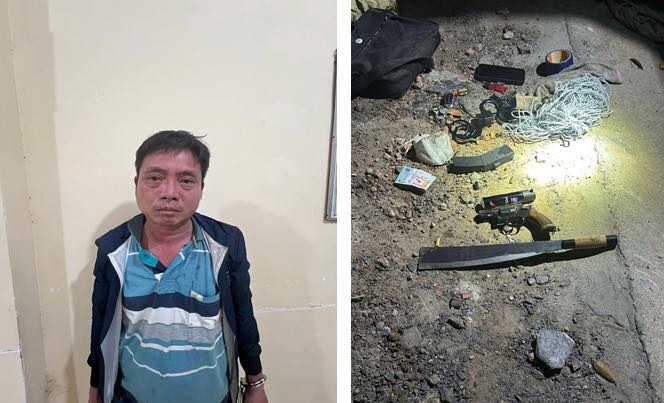 Hình ảnh đối tượng Đỗ Tuấn Anh  tại cơ quan công an cùng tang vật gây án. Ảnh: VietNamNet