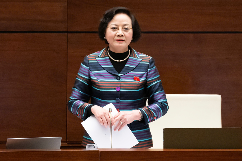 Bộ trưởng Bộ Nội vụ Phạm Thị Thanh Trà. (Ảnh: Media Quốc hội)