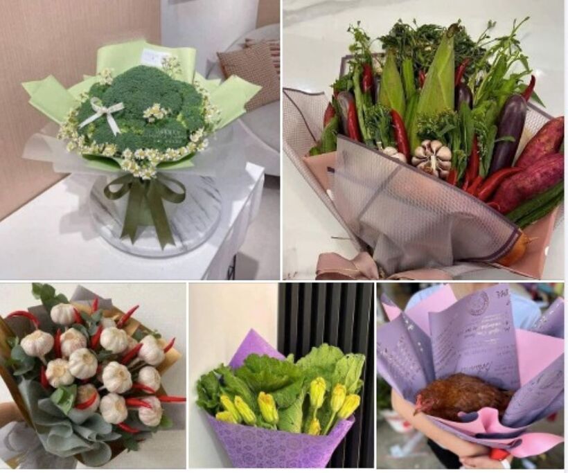 Những loại rau, gia vị, thực phẩm cũng được ứng dụng làm quà Valentine.