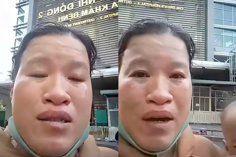 Người phụ kêu cứu với màn kịch dối trá bị móc túi tại bệnh viện (Ảnh: Cắt từ clip)