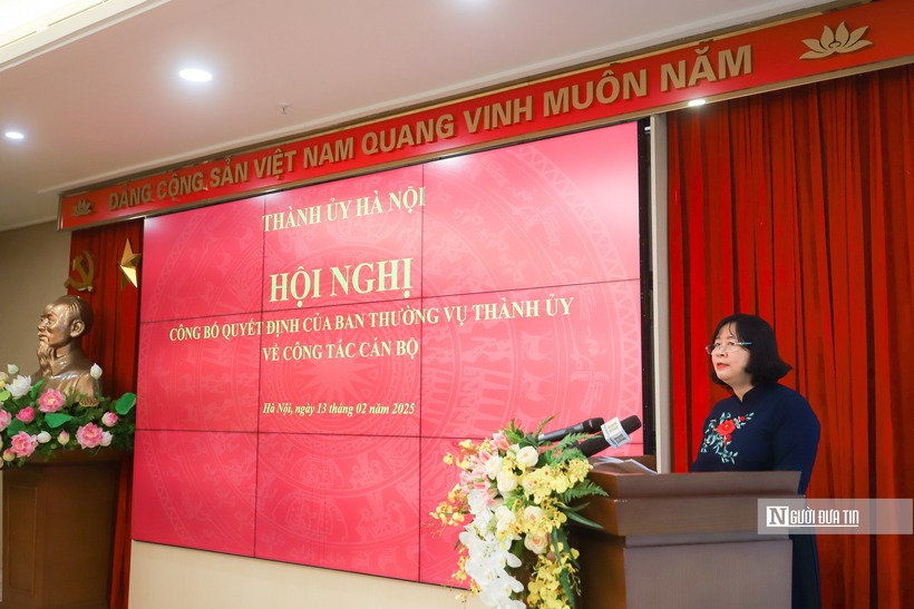 Bí thư Thành ủy Hà Nội Bùi Thị Minh Hoài phát biểu tại buổi lễ.