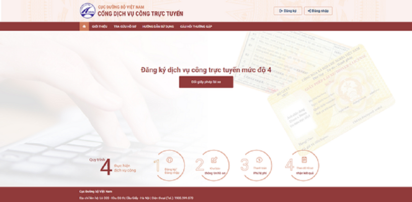 Truy cập vào cổng dịch vụ công trực tuyến của Cục Đường bộ Việt Nam