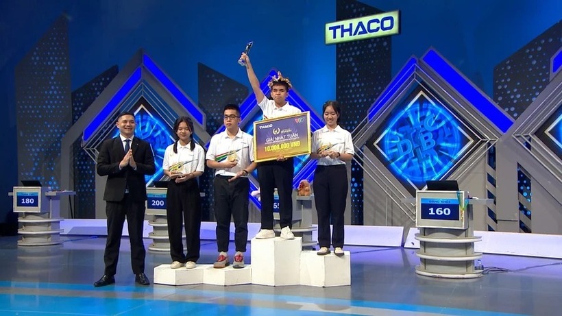 Đỗ Hà Trung đến từ Trường THPT Thái Phúc, Thái Bình giành vòng nguyệt quế với 200 điểm. Ảnh: Báo Giáo dục và Thời đại.