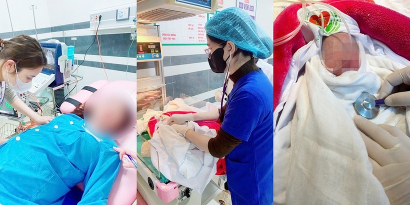 Sau 20 phút đầy căng thẳng của ca phẫu thuật, 1 bé gái cân nặng là 1.400 gam chào đời