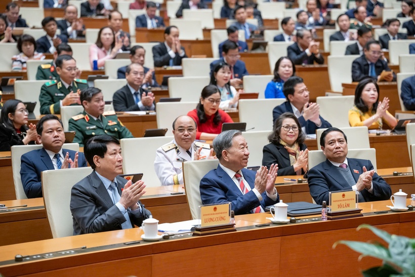 Lãnh đạo Đảng, Nhà nước tham dự phiên bế mạc. (Ảnh: Media Quốc hội)