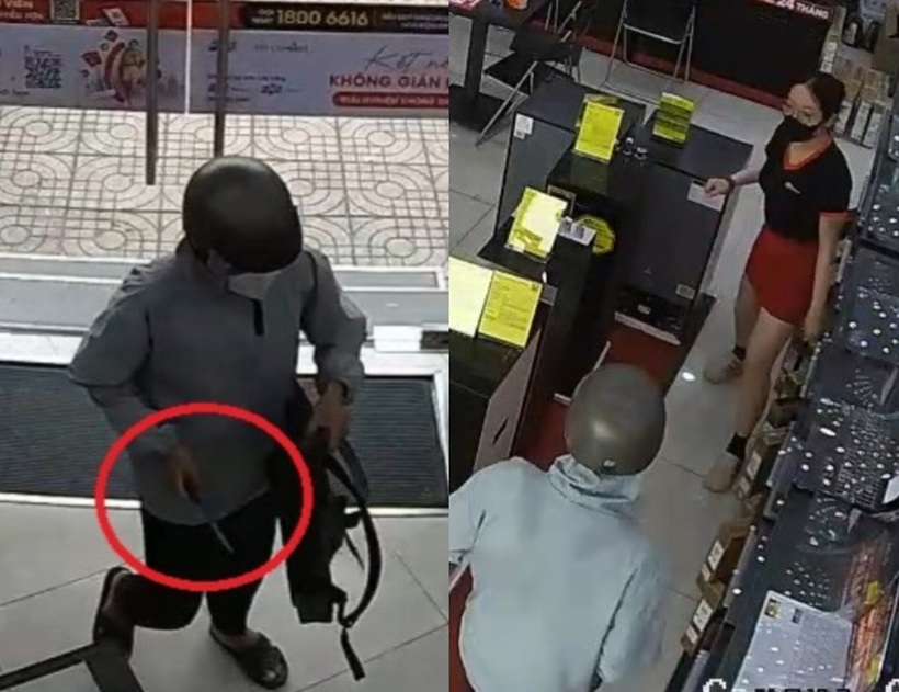 Trương Hùng Đức dùng dao xông vào cửa hàng FPT Shop cướp tiền. (Ảnh: Tuổi trẻ)