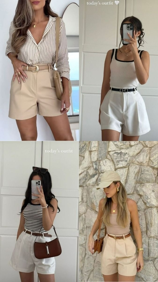 Hãy tạm biệt những chiếc quần shorts denim trẻ trung và làm quen với quần shorts vải lụa hoặc cashmere sang trọng, đơn sắc. Ảnh minh họa.