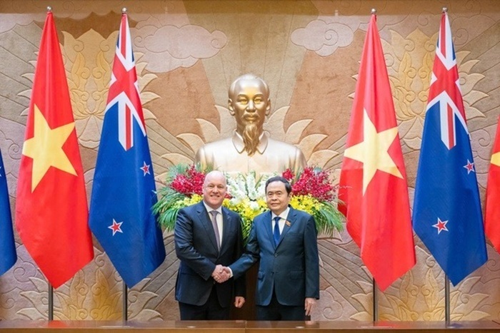 Chủ tịch Quốc hội Trần Thanh Mẫn và Thủ tướng Christopher Luxon. (Ảnh: Quochoi.vn).