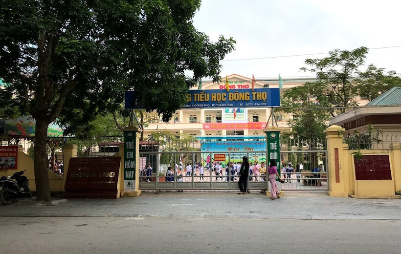 Trường Tiểu học Đông Thọ, nơi bà Hà công tác. (Ảnh: VietnamNet)