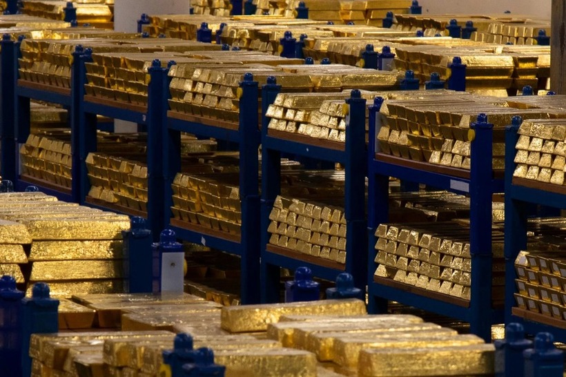 Vàng thỏi tại hầm chứa của Ngân hàng Trung ương Anh. (Ảnh: Bank of England)