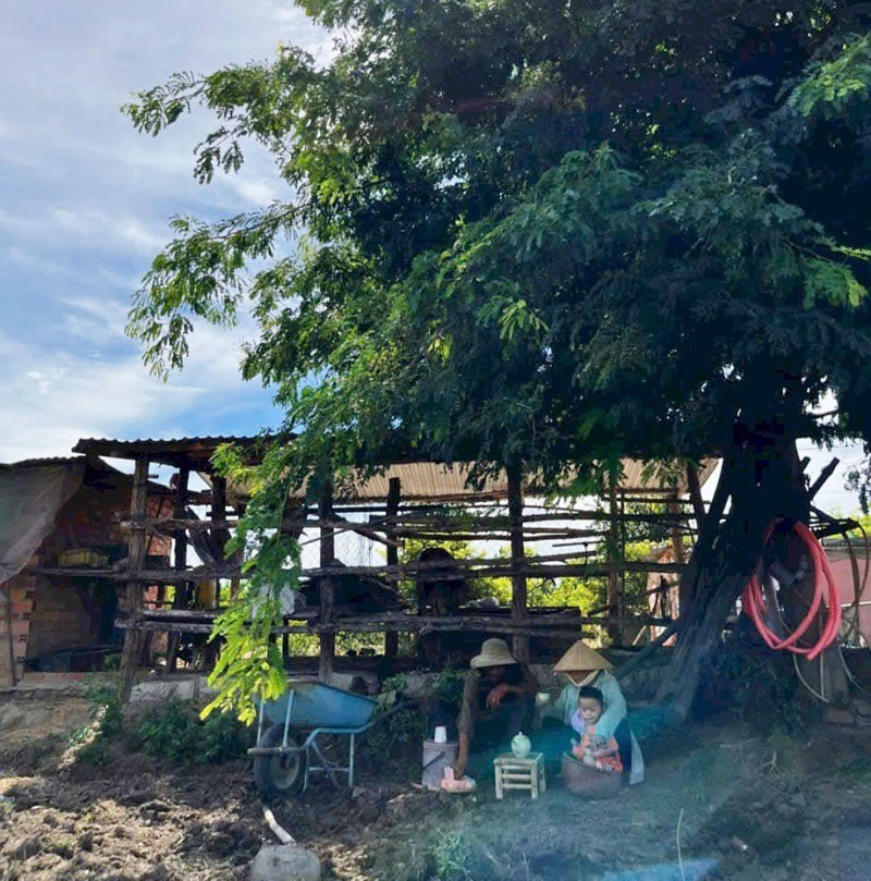 Ba mẹ và con trai lớn chị Hòa đang sống tại quê nhà Ninh Thuận. Ảnh: Vietnamnet