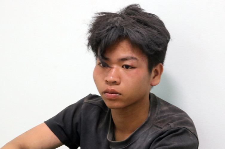 Dương Quốc Trung tại cơ quan công an. Ảnh: Báo Trà Vinh