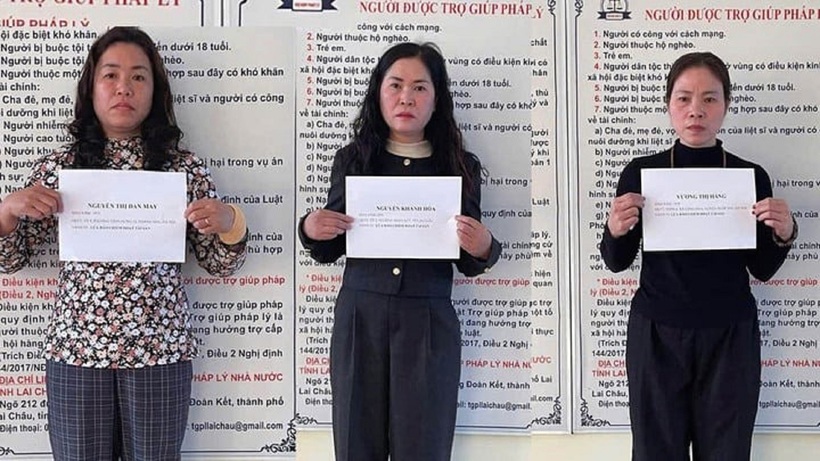 Các đối tượng Nguyễn Khánh Hòa, Nguyễn Thị Đan May và Vương Thị Hằng tại cơ quan điều tra. (Ảnh: CACC/VTC News)