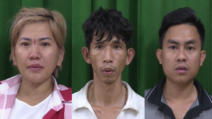 Nhóm 3 đối tượng người Việt giúp sức (từ trái qua phải) gồm: Lê Thị Bích Xuyên, Huỳnh Văn Toàn và Nguyễn Thanh Vũ. Ảnh: VietNamNet