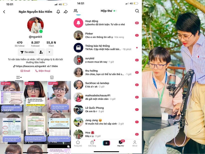 Kênh tiktok Ngân Nguyễn Bảo hiểm nhận được nhiều lượt quan tâm