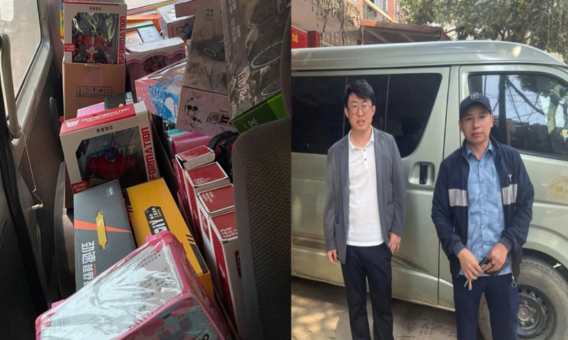 Hàng hóa của nhóm đối tượng chở trên xe ô tô để mang đi lừa đảo.