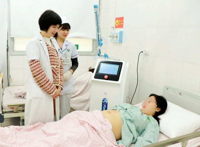 Sau mổ 1 ngày, bệnh nhân đã hồi phục tốt, tim thai tốt, thai nhi ổn định. Ảnh: Sức Khỏe & Đời Sống