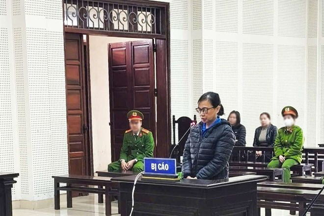 Lê Thị Hợi tại phiên tòa. Ảnh: Lao Động
