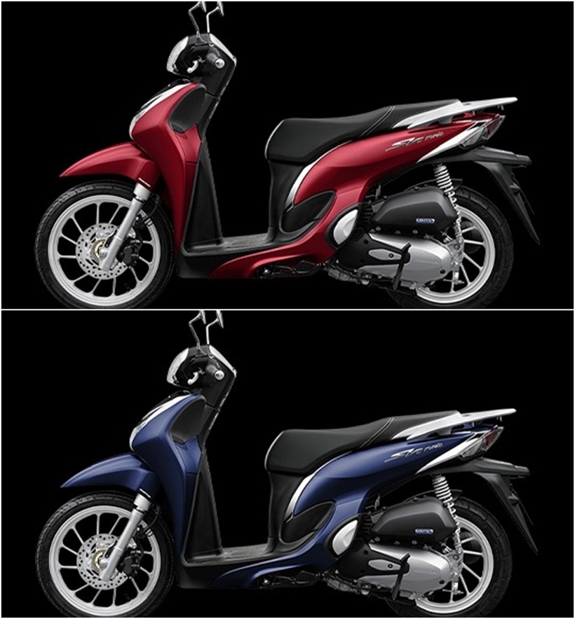 Hai phiên bản màu đỏ đen, xanh đen của SH Mode phiên bản cao cấp. (Ảnh: Honda)