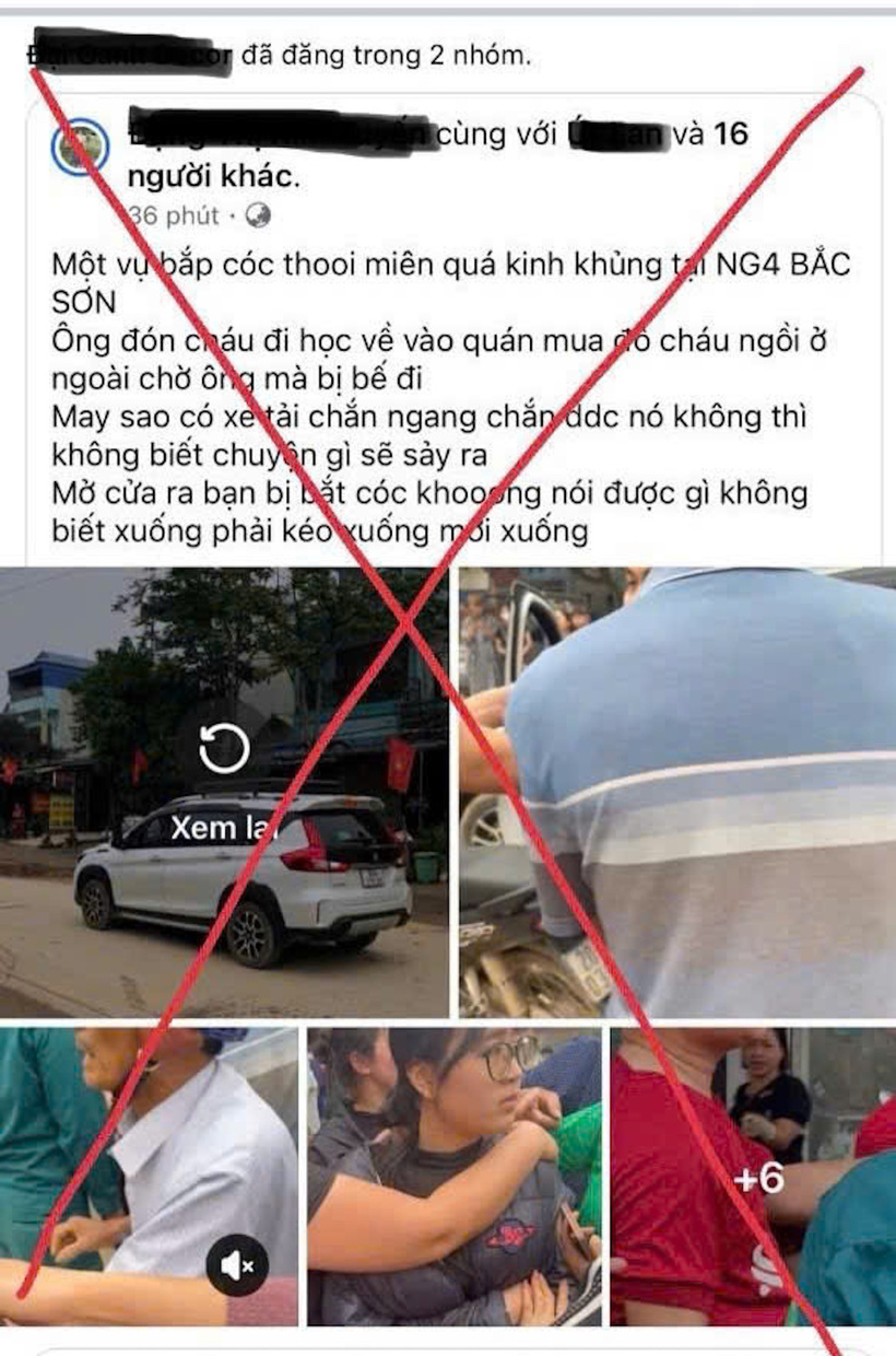 Bài viết đăng tải sai sự thật