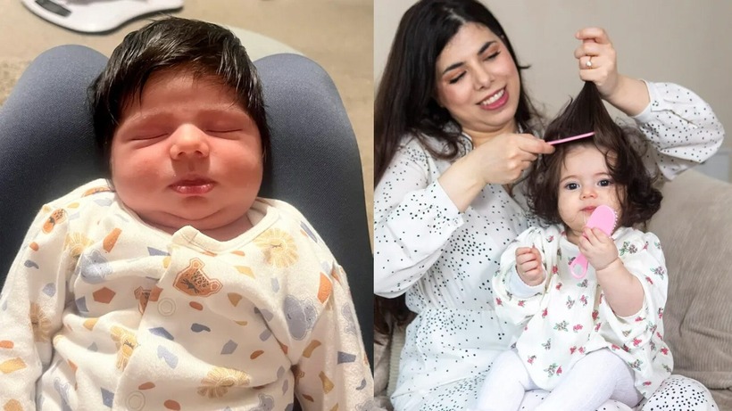 Bé gái sở hữu mái tóc dày, mềm, mượt. Ảnh: SWNS