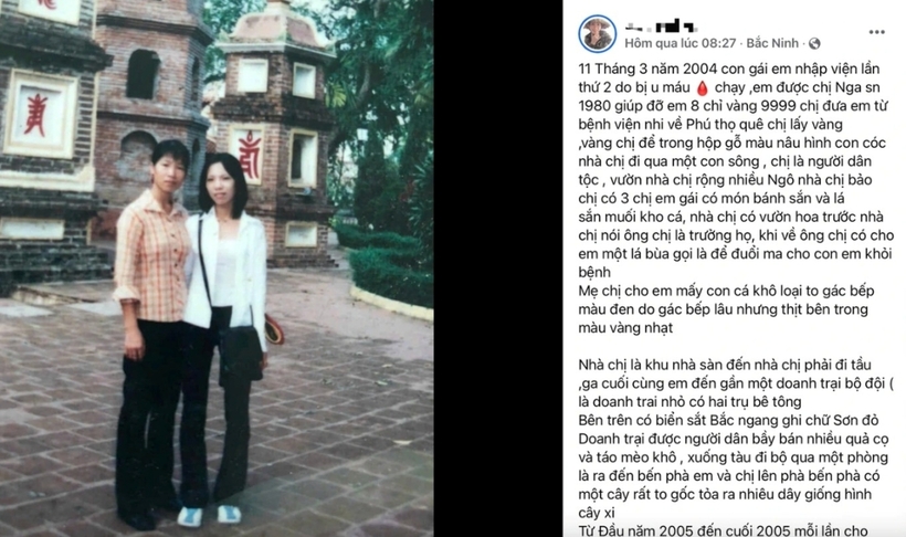 Bài đăng của chị Hải Nam về việc tìm ân nhân cho vay 8 chỉ vàng cách đây 21 năm. Ảnh: Dân Trí