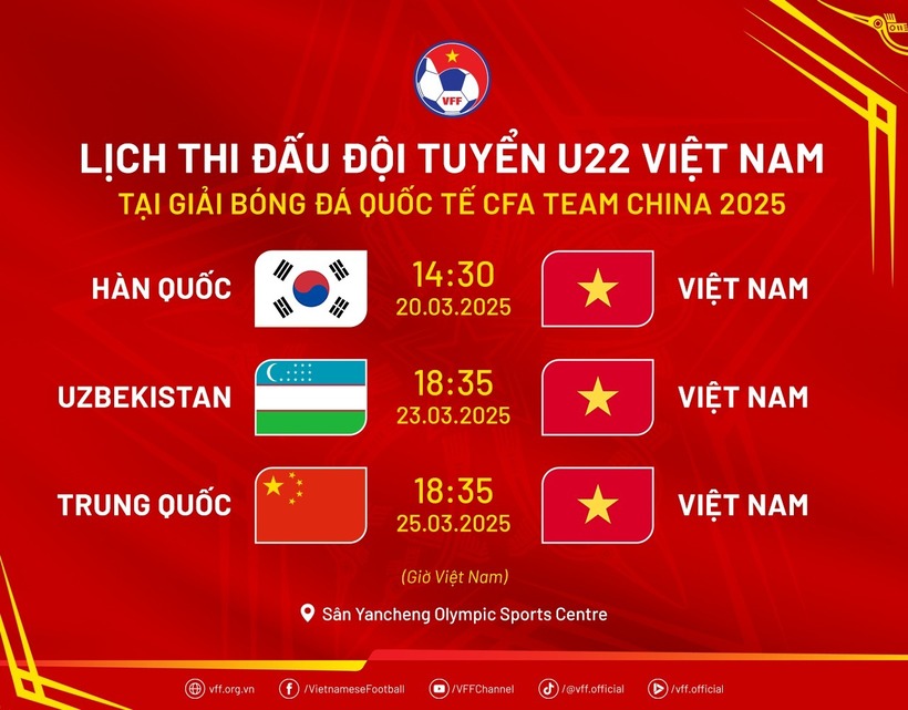 Lịch thi đấu của U22 Việt Nam. Ảnh: VFF.