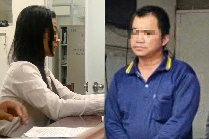 Bà H. và ông Q. được mời về trụ sở công an để làm việc. (Ảnh: Dân trí)