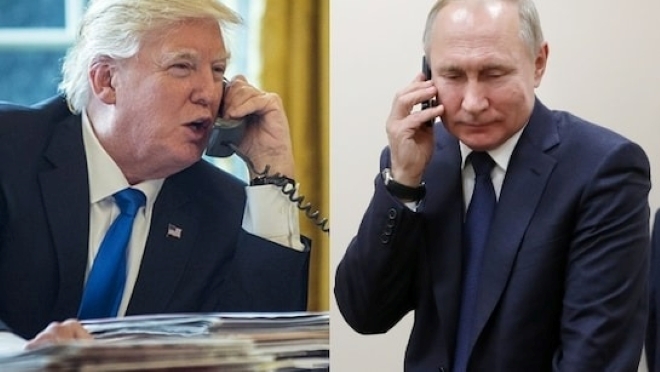 Tổng thống Mỹ Donald Trump và Tổng thống Nga Vladimir Putin điện đàm kéo vào ngày 18/3. Ảnh: NDTV