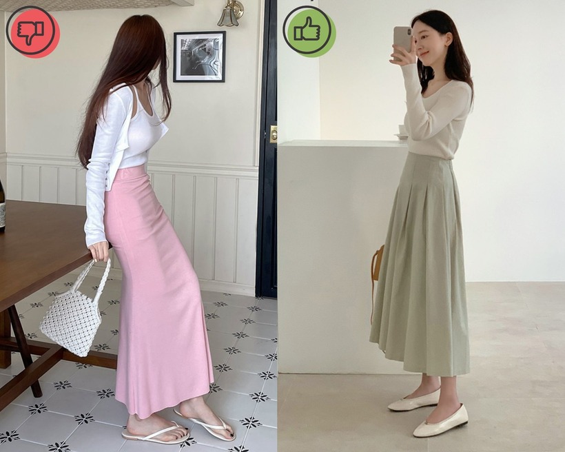 Chân váy peplum có phần xòe ở hông, giúp tạo đường cong cho những người có vòng eo nhỏ.