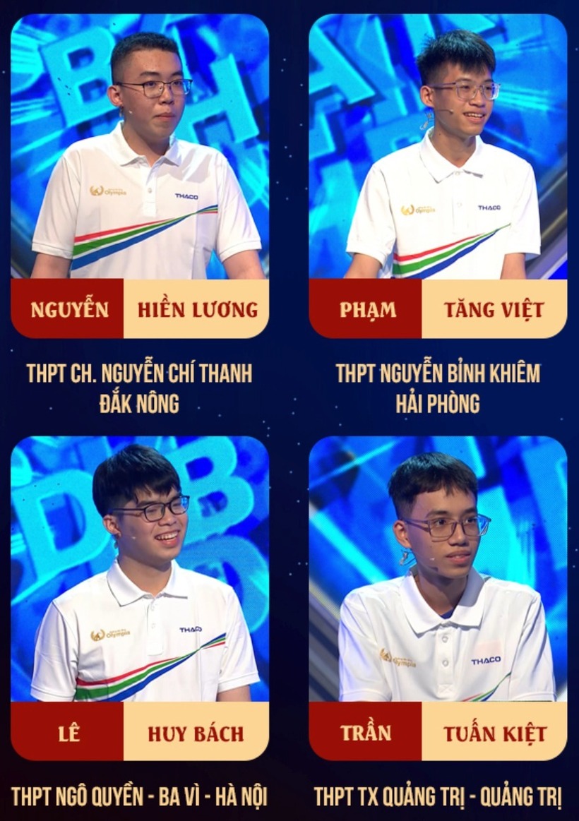 4 thí sinh tại đường lên đỉnh Olympia Tuần 2 - Tháng 3 - Quý 2. Ảnh: VTV.