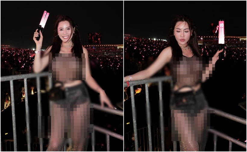Quế Vân ăn mặc phản cảm. (Ảnh: FBNV)