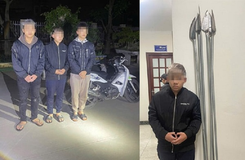 3 đối tượng cùng 6 cây giáo bị thu giữ. Ảnh: Sức khỏe & Đời sống