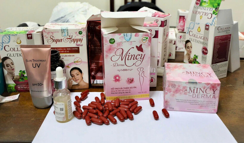 Thực phẩm chức năng bị thu giữ. (Ảnh: Công an Nam Định)