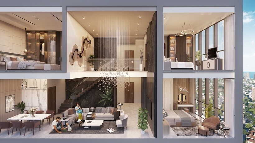 Căn hộ penthouse nơi cư dân được trải nghiệm sống trên những đỉnh cao. Ảnh phối cảnh minh họa Sun Property