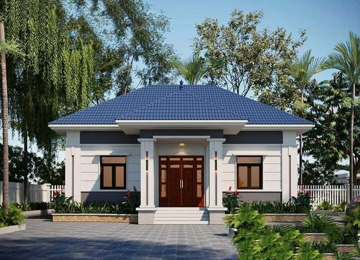 Nhà mái Thái có độ dốc cao theo hình chữ A, giúp thoát nước mưa nhanh và chống nóng hiệu quả.
