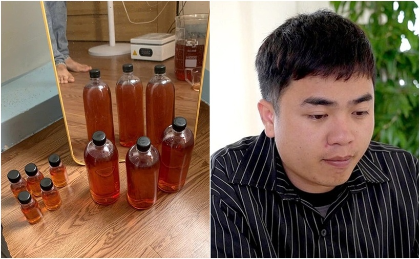 Nguyễn Hữu Quyết bị bắt quả tang đang sản xuất ma túy trong homestay trên địa bàn TP.Quảng Ngãi. (Ảnh: Tuổi trẻ)