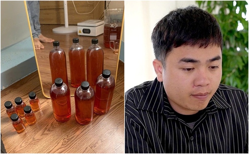 Nguyễn Hữu Quyết bị bắt quả tang đang sản xuất ma túy trong homestay trên địa bàn TP.Quảng Ngãi. (Ảnh: Tuổi trẻ)
