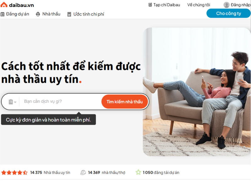 Daibau - Mạng lưới xây dựng uy tín, giúp kết nối tất cả các nhà thầu/thợ với chủ nhà - 1