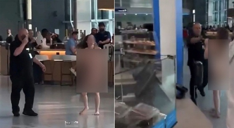 Nữ hành khách đột ngột cởi hết quần áo gây náo loạn sân bay. Ảnh: Vietnamnet.
