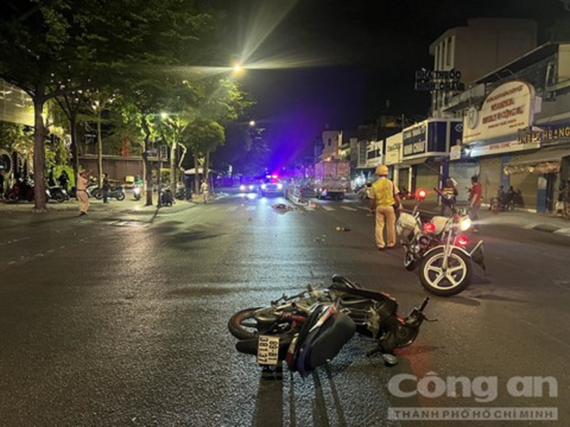Hiện trường vụ tai nạn. Ảnh: PLO, Báo Công an TP.HCM.