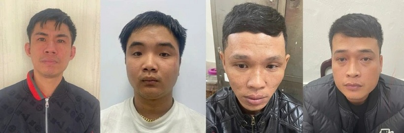 Thành, Khoa, Duy và Việt bị bắt giữ. Ảnh: PLO