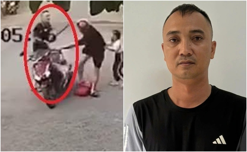 Nguyễn Tiến Hải dùng gậy bóng chày đánh người đi xe máy ở Bình Dương. (Ảnh: Tuổi trẻ)